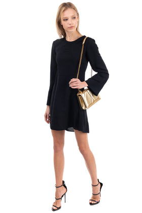 RRP €315 IRO Crepe A-Line Dress Size 36 / S Black Unlined Pleated Long Sleeve gallery photo number 2