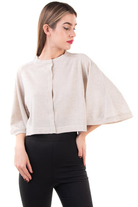 ALBERTA FERRETTI Thin Wool Cardigan Size 44 / L Cropped Made in Italy