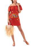 RRP €250 SENSI STUDIO Mini Beach Dress Size S Embroidered Flowers Off Shoulder gallery photo number 2