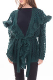 RRP €295 MANOUSH Open Knit Cardigan Size S Kid Mohair & Wool Blend Ruffle Y-Neck gallery photo number 2