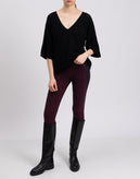 VICOLO Jumper One Size Cashmere Wool & Angora Blend Black V Neck Made in Italy gallery photo number 2