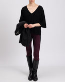 VICOLO Jumper One Size Cashmere Wool & Angora Blend Black V Neck Made in Italy gallery photo number 4