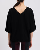 VICOLO Jumper One Size Cashmere Wool & Angora Blend Black V Neck Made in Italy gallery photo number 6