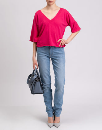 VICOLO Jumper One Size Pink Thin Knit Cashmere Angora & Wool Blend Made in Italy gallery photo number 2