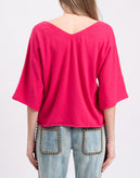 VICOLO Pink Jumper One Size Cashmere Wool & Angora Blend Raw Edges Made in Italy gallery photo number 6