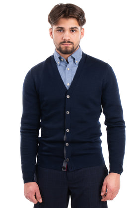 RRP €195 HACKETT Wool Tipped Cardigan Size S Thin Knit Button Front Y-Neck gallery photo number 4