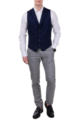 RRP €250 HACKETT Wool Waistcoat Size 38R / 48R / S Glen Check Notch Lapel Collar