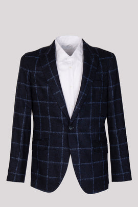 RRP €550 HACKETT Wool Blazer Jacket Size 38R - 48R - S Boucle Check Peak Lapel