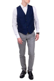 RRP €195 HACKETT Wool Waistcoat Size 38R / 48R / S Blue Satin Back Y-Neck gallery photo number 1