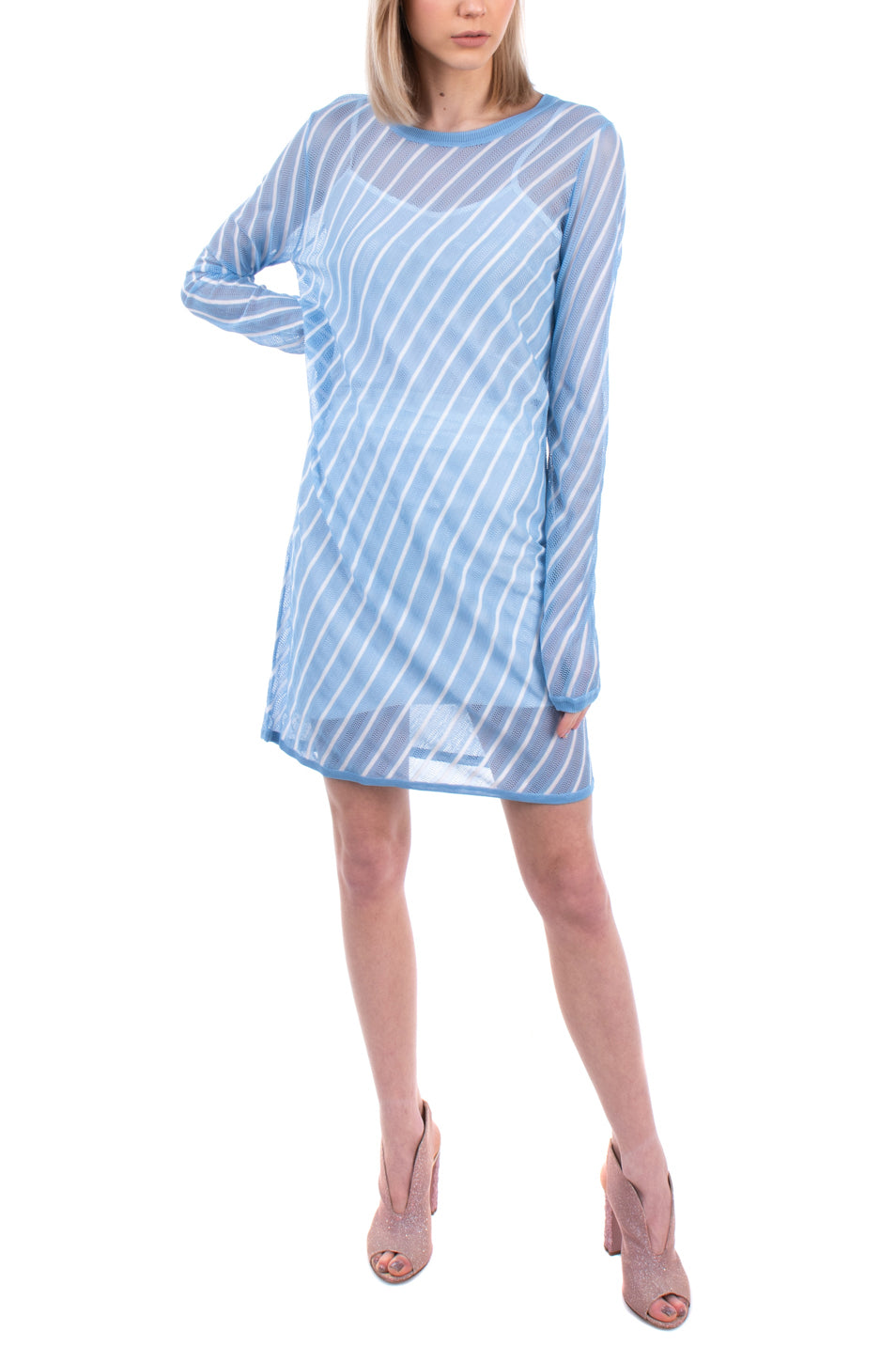 RRP €295 DIANE VON FURSTENBERG Jumper Dress Size P XS Merino Wool Blend Striped gallery main photo