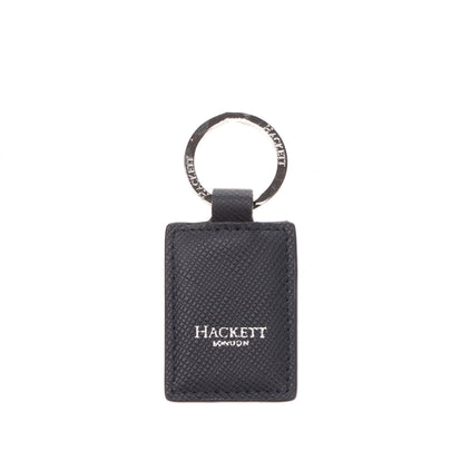 HACKETT Leather Keyring / Charm Dark Blue Saffiano Panel Printed Logo