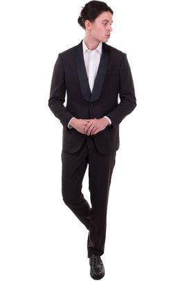 RRP €925 HACKETT Wool Tuxedo Suit Size 38R 32R S Satin Shawl Collar Side Stripes