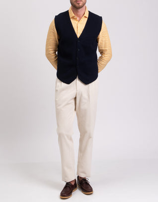 RRP €225 HACKETT Italian Yarn Gilet Size L Blue Cashmere & Wool Blend Unlined