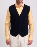 RRP €225 HACKETT Italian Yarn Gilet Size L Blue Cashmere & Wool Blend Unlined gallery photo number 3