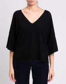 VICOLO Black Jumper One Size Thin Cashmere Wool & Angora Blend Made in Italy gallery photo number 1