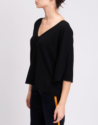 VICOLO Black Jumper One Size Thin Cashmere Wool & Angora Blend Made in Italy gallery photo number 5