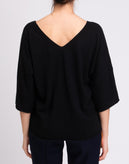 VICOLO Black Jumper One Size Thin Cashmere Wool & Angora Blend Made in Italy gallery photo number 6