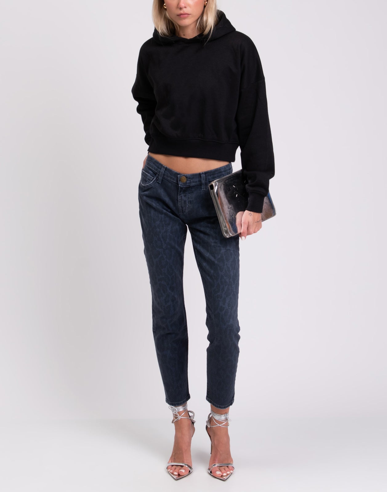 RRP€125 CURRENT/ELLIOTT Jeans Size 25 Stretch Distressed Leopard Pattern Cropped gallery main photo