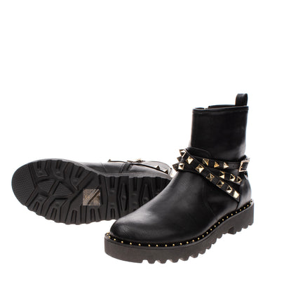 RRP€190 TWINSET Biker Boots Size 36 UK 4 US 5.5 Crumpled Effect Studded Lug Sole