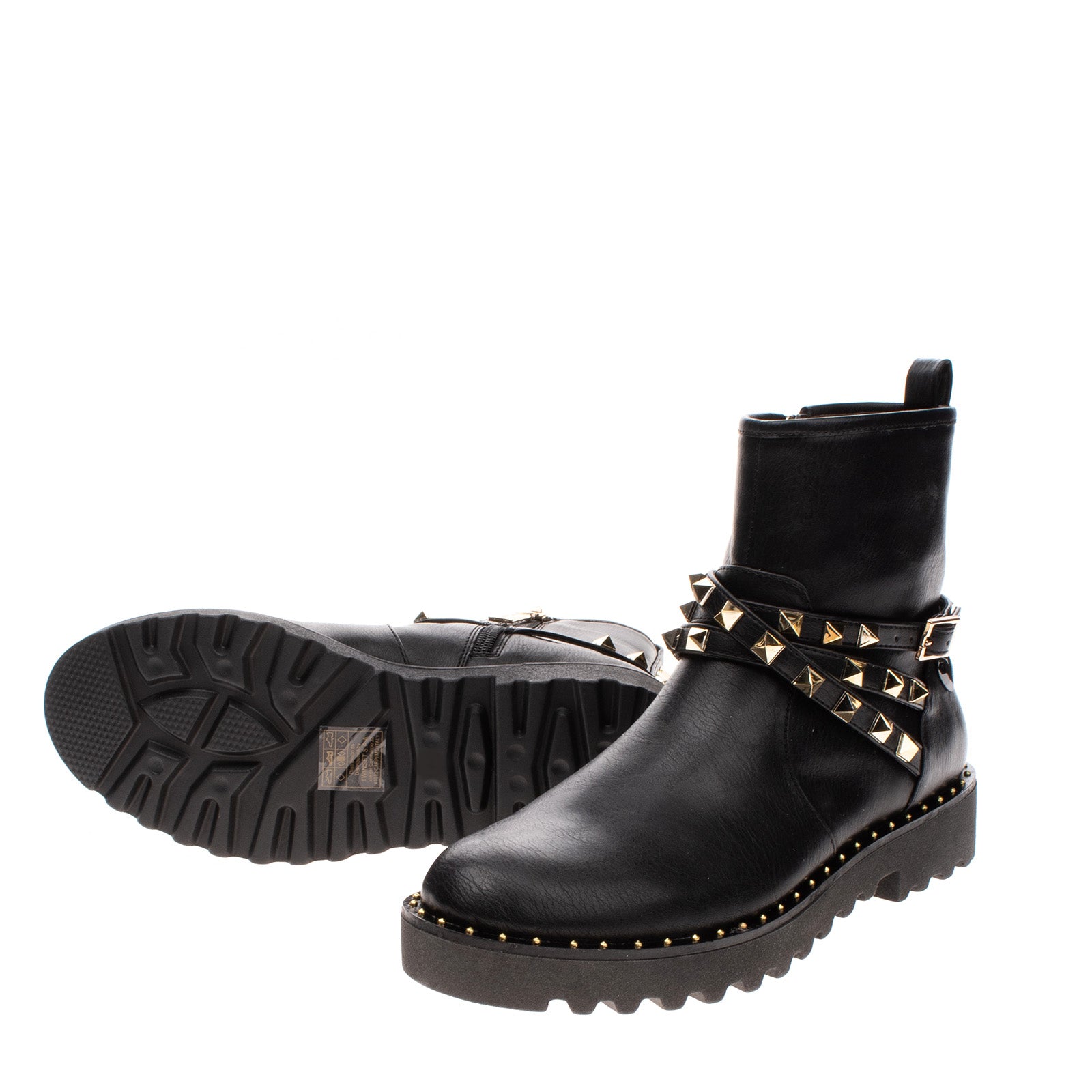 RRP€190 TWINSET Biker Boots Size 36 UK 4 US 5.5 Crumpled Effect Studded Lug Sole gallery main photo