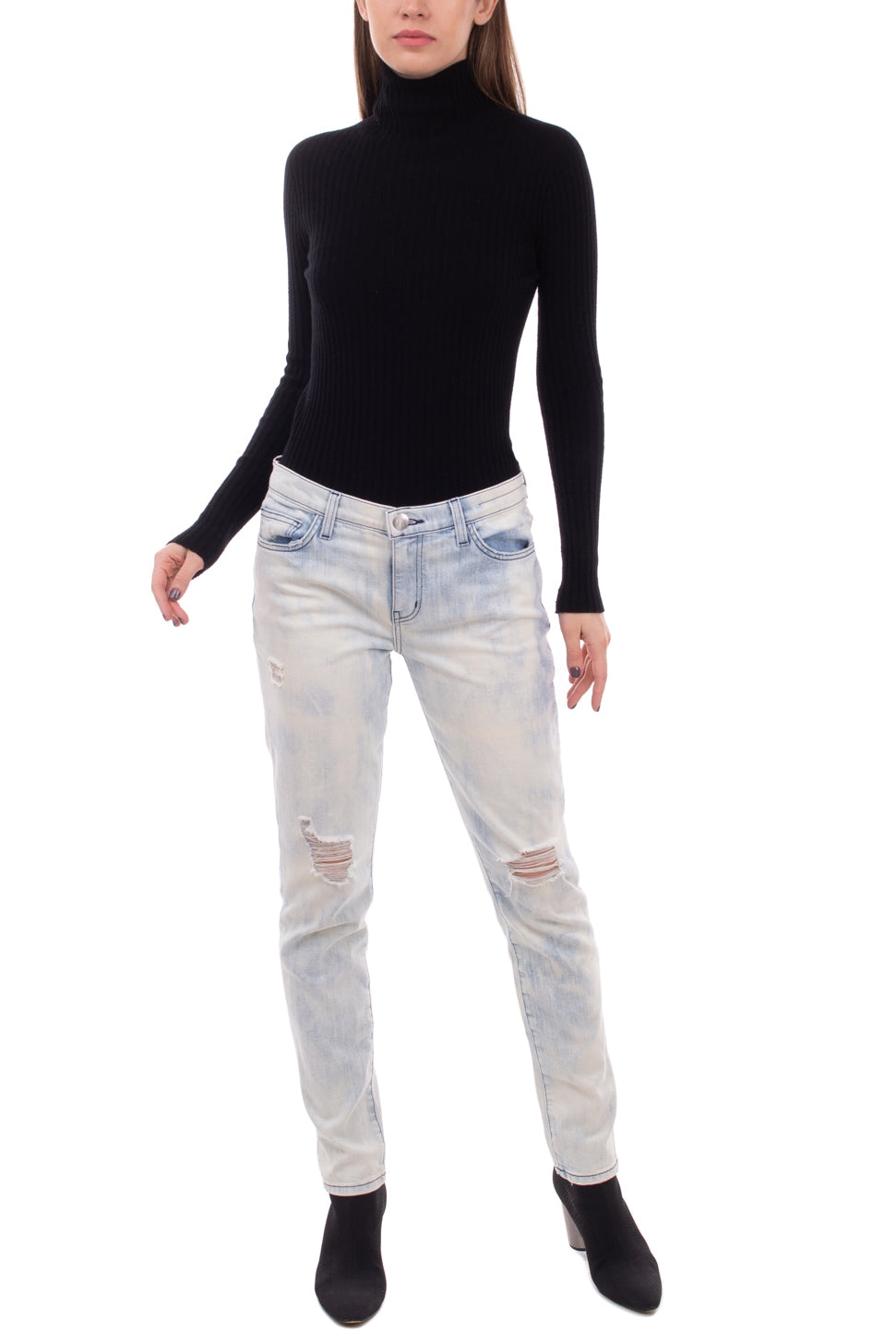 RRP€135 CURRENT/ELLIOTT Jeans Size 27 Stretch Ripped Bleached Skinny Made in USA gallery main photo