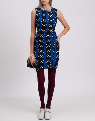 KISUA AFRICA For 8 Sheath Dress Size 40 / XS Ethnic Pattern Slit Hem Crew Neck gallery photo number 1
