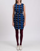 KISUA AFRICA For 8 Sheath Dress Size 40 / XS Ethnic Pattern Slit Hem Crew Neck gallery photo number 4