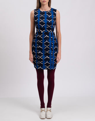 KISUA AFRICA For 8 Sheath Dress Size 40 / XS Ethnic Pattern Slit Hem Crew Neck gallery photo number 4