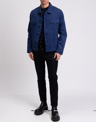 RRP€110 8 Gabardine Work Jacket Size S Garment Dye Button Collared Made in Italy
