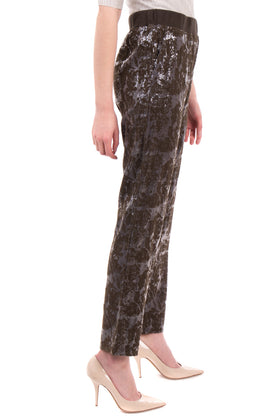 RRP €140 PINKO TAG Sequined Trousers Size IT 38 Partly Velour Coated Cropped gallery photo number 2