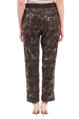 RRP €140 PINKO TAG Sequined Trousers Size IT 38 Partly Velour Coated Cropped gallery photo number 3