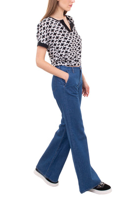 RRP €145 M.I.H JEANS Flared Jeans Size XS Garment Dye Zip Fly Regular Fit