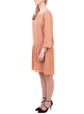 PATRIZIA PEPE Flounce Dress Size IT 40 Keyhole Back 3/4 Sleeve Scoop Neck gallery photo number 3
