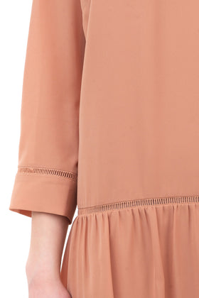 PATRIZIA PEPE Flounce Dress Size IT 40 Keyhole Back 3/4 Sleeve Scoop Neck gallery photo number 5
