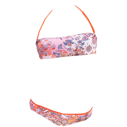 GEORGE J. LOVE Bikini Set Size XS Floral Pattern Strappy Back Non Padded