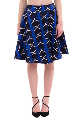 RRP €105 KISUA AFRICA for 8 Gabardine Flare Skirt Size 40 Patterned Zipped
