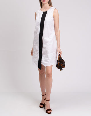 8 A-Line Dress Size 40 / S Two Tone Asymmetric Hem Sleeveless Made in Italy