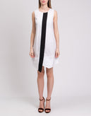8 A-Line Dress Size 40 / S Two Tone Asymmetric Hem Sleeveless Made in Italy gallery photo number 3