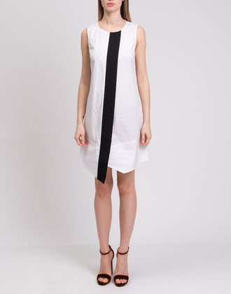 8 A-Line Dress Size 40 / S Two Tone Asymmetric Hem Sleeveless Made in Italy gallery photo number 3