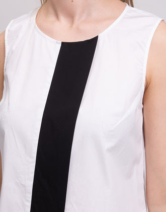 8 A-Line Dress Size 40 / S Two Tone Asymmetric Hem Sleeveless Made in Italy gallery photo number 5