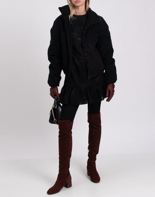 RRP€230 8 Corduroy & Denim Jacket XS Black Padded Full Zip Closure Made in Italy