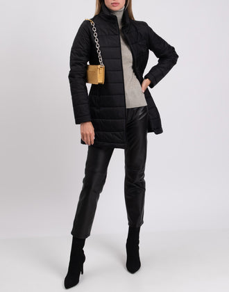 RRP€210 8 Quilted Coat Size S Black Longline Full Zip Funnel Neck Made in Italy gallery photo number 3