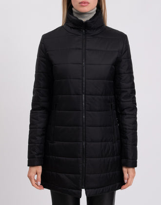 RRP€210 8 Quilted Coat Size S Black Longline Full Zip Funnel Neck Made in Italy gallery photo number 4