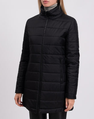 RRP€210 8 Quilted Coat Size S Black Longline Full Zip Funnel Neck Made in Italy gallery photo number 5