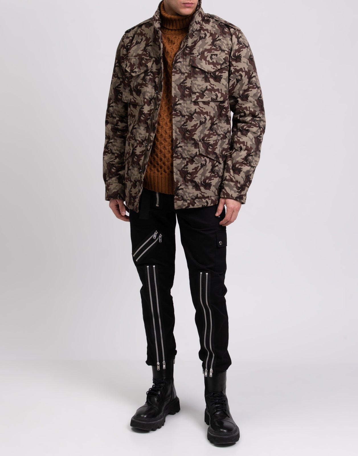 RRP€230 CAMOU By 8 Military Jacket Size M Wool Blend Padded Made in Italy gallery main photo