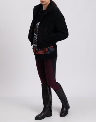 RRP€230 8 Corduroy & Denim Jacket XL Black Padded Stand Up Collar Made in Italy gallery photo number 3