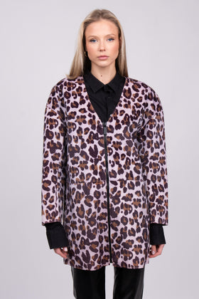 RRP €305 PINKO Hairy Fabric Coat Size 40 / S Unlined Leopard Pattern Full Zip gallery photo number 3