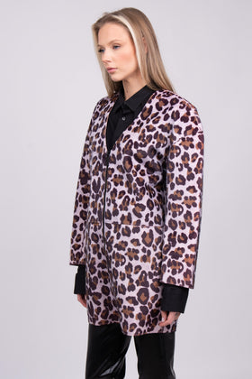 RRP €305 PINKO Hairy Fabric Coat Size 40 / S Unlined Leopard Pattern Full Zip gallery photo number 4