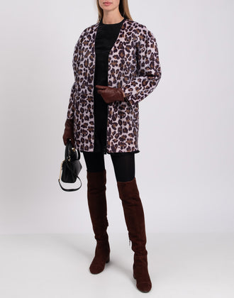 RRP €305 PINKO Hairy Fabric Coat Size 40 / S Unlined Patterned Full Zip gallery photo number 2