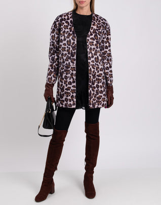 RRP €305 PINKO Hairy Fabric Coat Size 40 / S Unlined Patterned Full Zip
